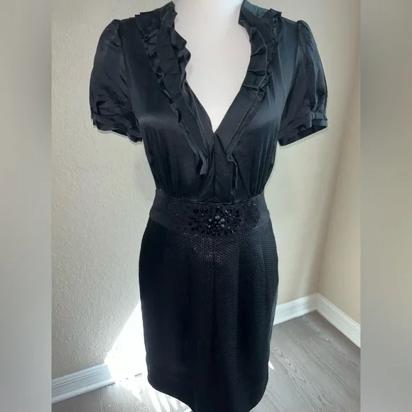 HP🎉BCBGMaxAzria Mock Black Dress - Picture 2 of 8